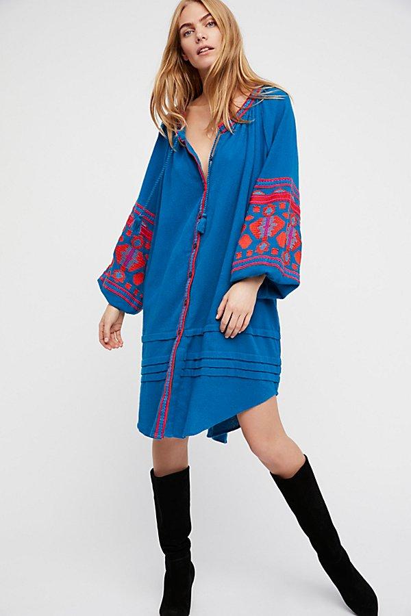 'Miya' Embroidered Scoop Neck Shirt Dress (10 Colours)